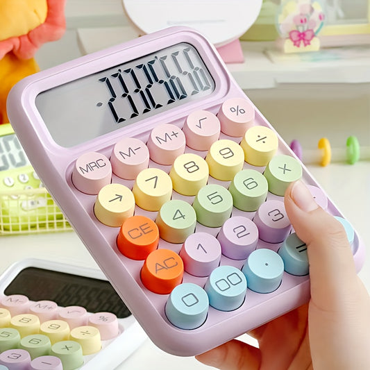 1pc Keyboard Calculator Office 12-digit Mechanical Calculator Cute Candy Color Calculator Color Aesthetic and Big Buttons - Perfect for Office or School Use