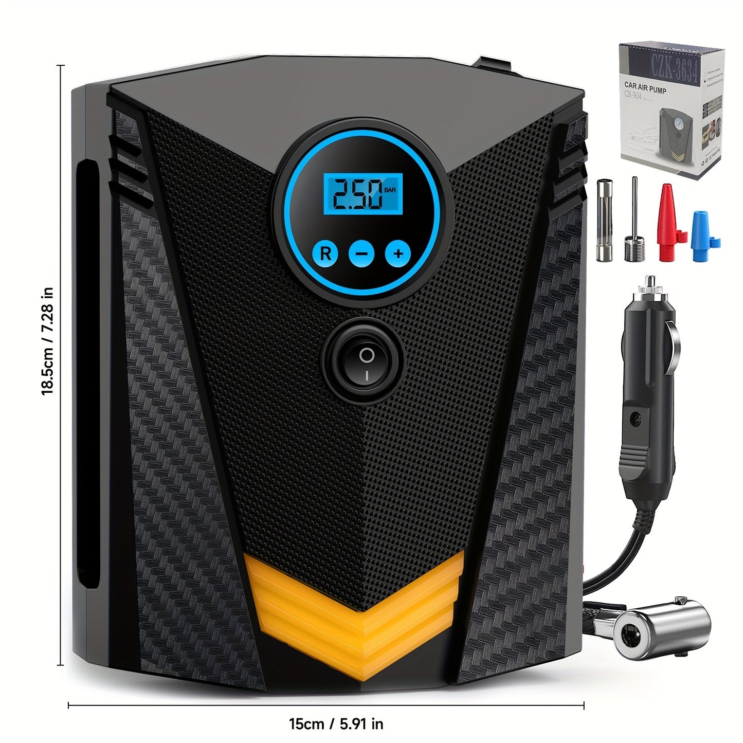 Tire Inflator Air Compressor 12V DC Portable Air Compressor Car Accessories Auto Tire Pump 100PSI With LED Light Digital Air Pump For Car Tires Bicycles Other Inflatables