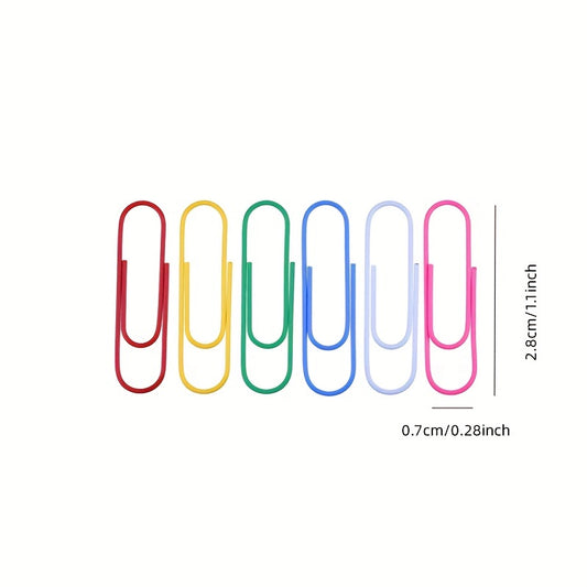 200pcs Large Metal Paper Clips - Nickel Plated, Colorful, Pin Barrel Design, Bookmark Function, Office and School Stationery Essentials