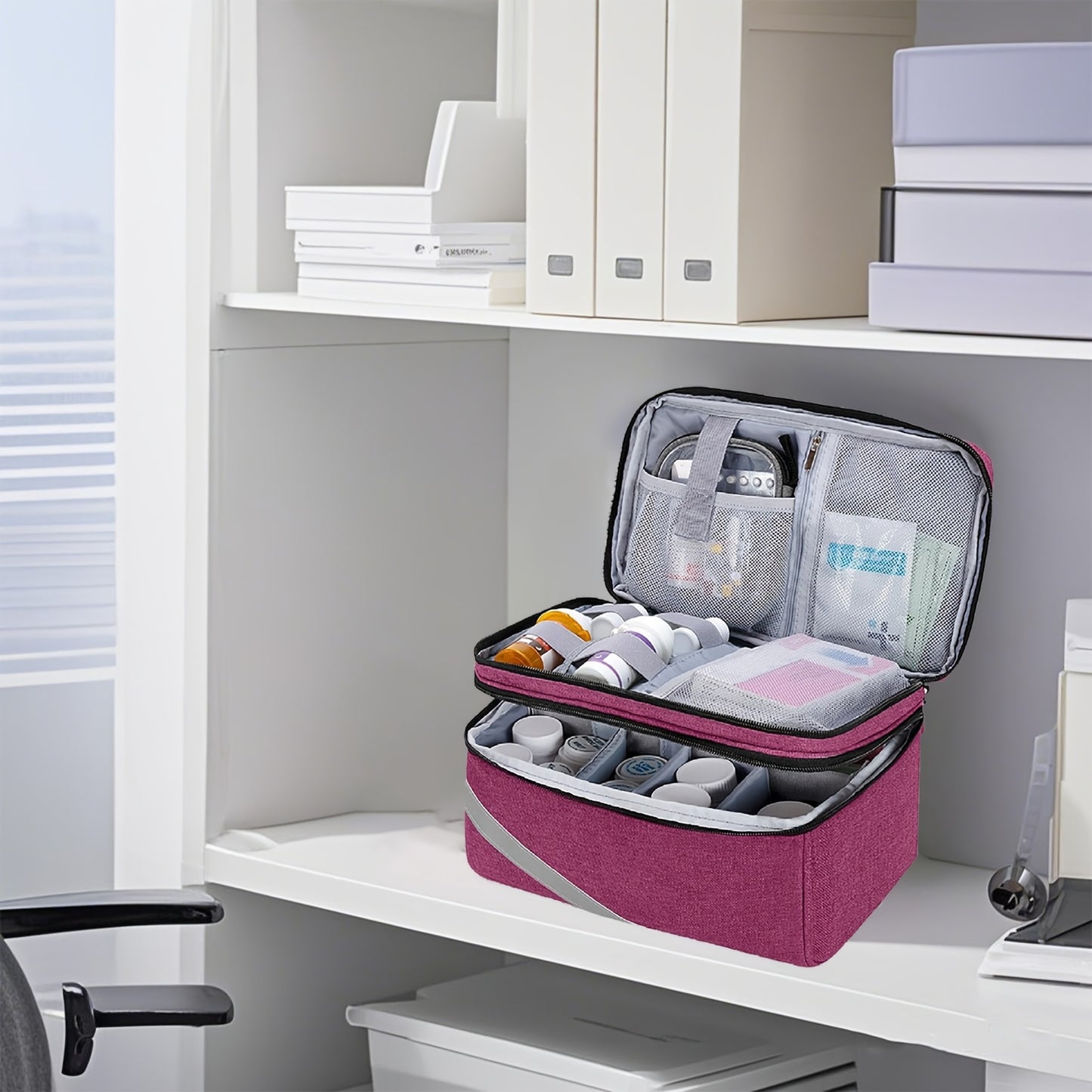 Durable & Compact Polyester Medicine Storage Bag Organizer, Portable - Empty Pill Bottle Pouch for Home, Office, School, Outdoor Travel