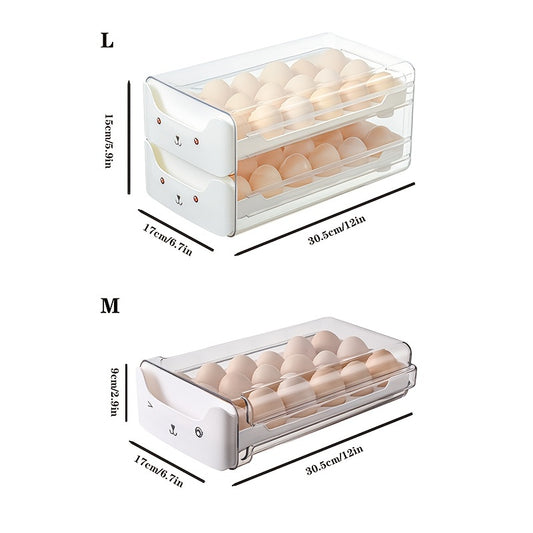 Transparent 1pc 18/36 Slot Drawers Egg Holder - Stackable Plastic Organizer with Cute Cat Design, Ideal for Kitchen Storage, Kitchen Storage Solution|Playful Design|Stackable Organizer, Egg Holder Organizer, Kitchen Drawer Or