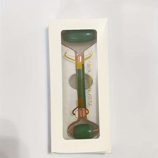 1pc Facial Beauty Massage Roller Faux Jade Roller Massager, Double Head Massage Eye Roller Facial Beauty Roller Skin Care Tools For Face Eye Neck Skin Care