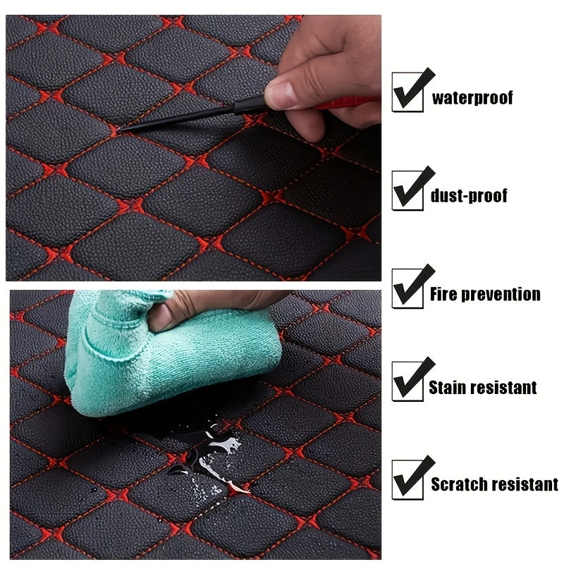 4pcs Universal Waterproof Car Floor Mats - Front & Rear - PU Leather Car Carpet Accessories - Interior Upgrade Car Accessories