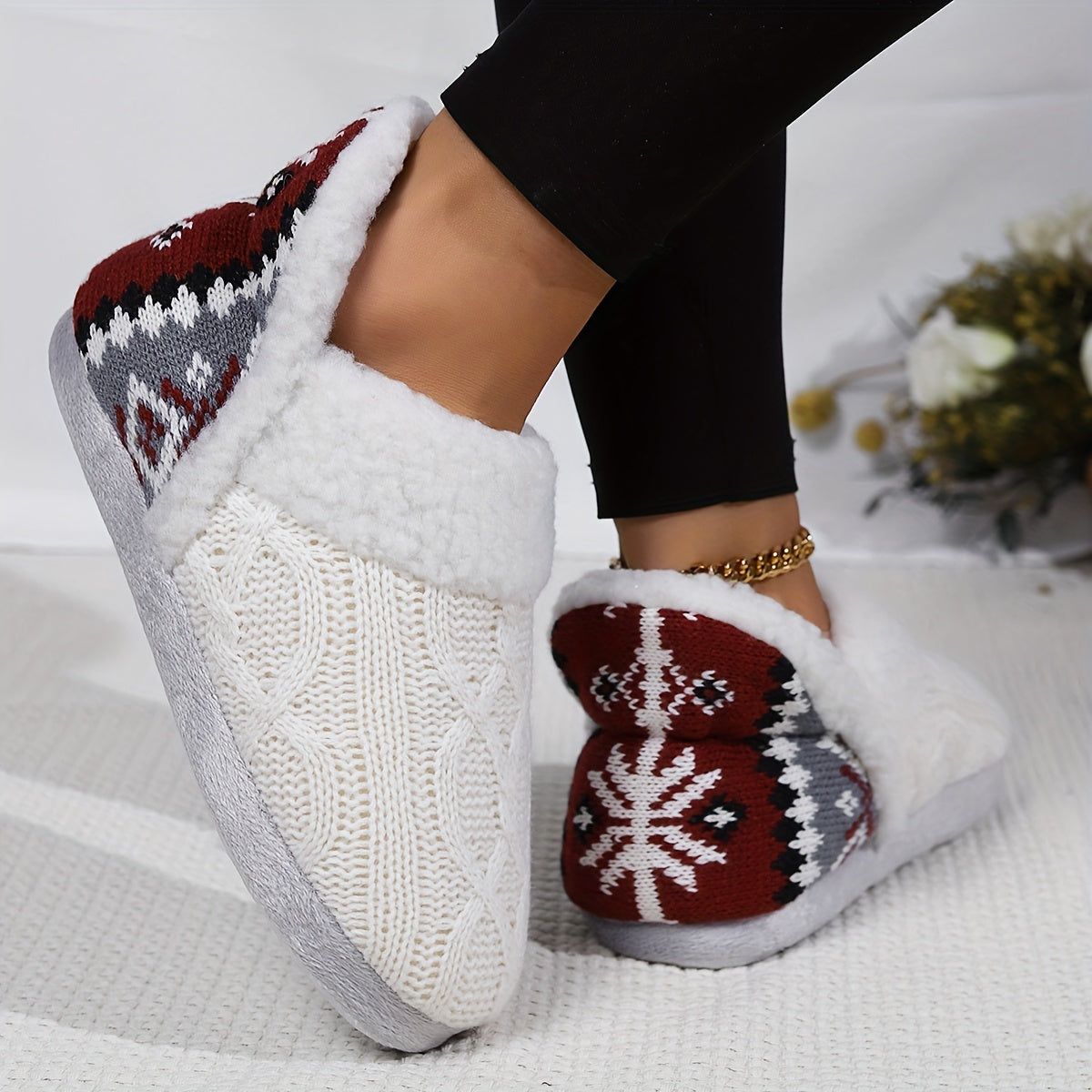 Cozy Thermal Ankle Boots - Soft Plush Lined, Slip-On, Flat Heel, Round Toe, Water-Resistant TPR Sole, Fabric Upper, Casual Rain Shoes for Winter - pinpochyaw Brand