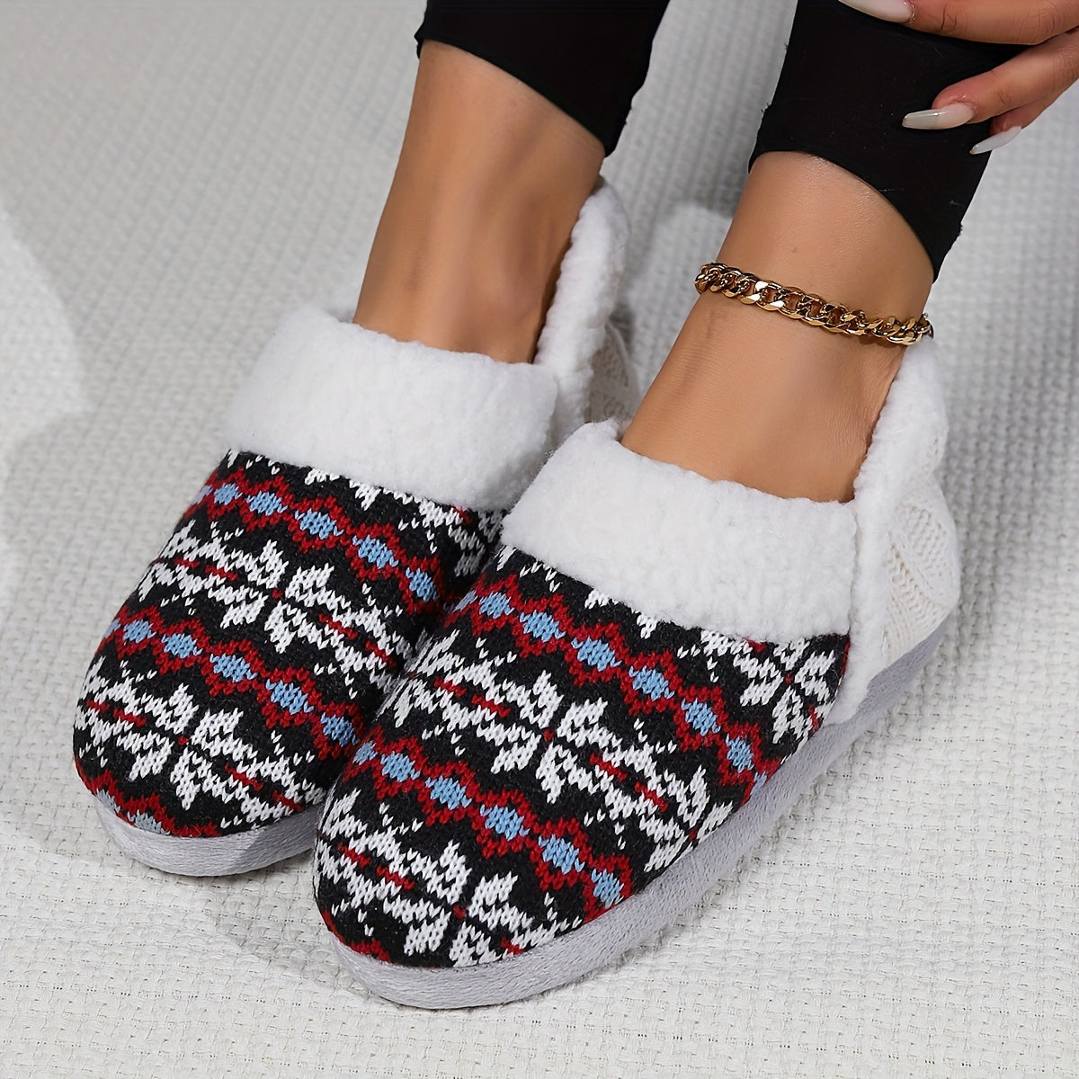 Cozy Thermal Ankle Boots - Soft Plush Lined, Slip-On, Flat Heel, Round Toe, Water-Resistant TPR Sole, Fabric Upper, Casual Rain Shoes for Winter - pinpochyaw Brand