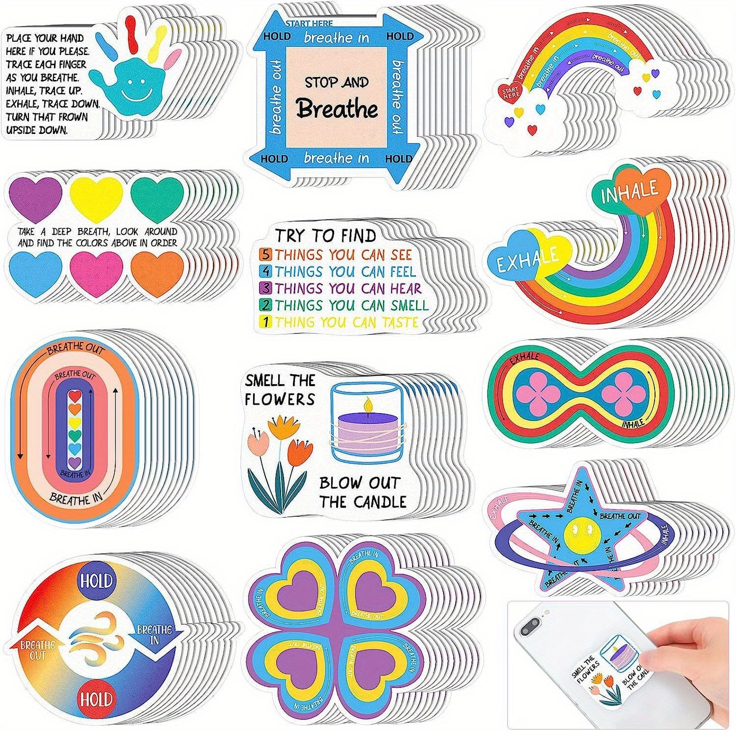 12pcs, Calming Sensory Stickers for Anxiety Relief - Textured Fidget Stickers for School, Phone, Water Bottle, and Notebook - Stationery and Party Favors - Great Thanksgiving and Christmas Gifts