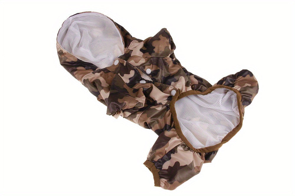 Dog Raincoat, Puppy Pet Clothes, Dog Rain Jumpsuit, Hooded Reflective Warning Costume For Dogs