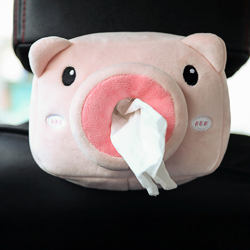 Cute Plush Animal Car Tissue Box Holder - Portable, Multi-Functional Drawer Design For Women'S Vehicles Cute Car Accessories For Women Tissue Box Holder Car