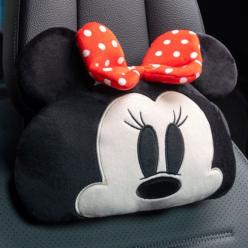 Authorized Cartoon Mouse Car Seat Cushions with Polyester Fiber - Comfort Lumbar Support and Headrest Pillow Set for Soothing Travel Experience, Universal Fit for Girls Lady Car Accessories