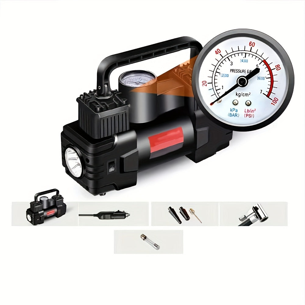 12V 150 PSI Air Compressor Tire Inflator Portable Powerful Dual Cylinder Air Pump, Used For Car Tires, Car Accessories, Automatic Tire Pump, With LED Digital Pressure Gauge, LED Light, Suitable For SUV, Truck, Car, Bicycle, B