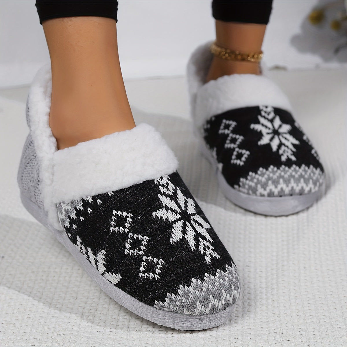 Cozy Thermal Ankle Boots - Soft Plush Lined, Slip-On, Flat Heel, Round Toe, Water-Resistant TPR Sole, Fabric Upper, Casual Rain Shoes for Winter - pinpochyaw Brand