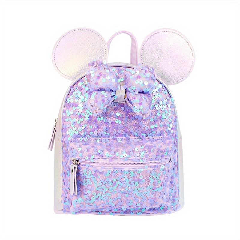 1pc Colorful Sequin Bow Backpack - Attractive Cute Backpack for Gift, Ideal Choice for School, Travel, and Daily Use
