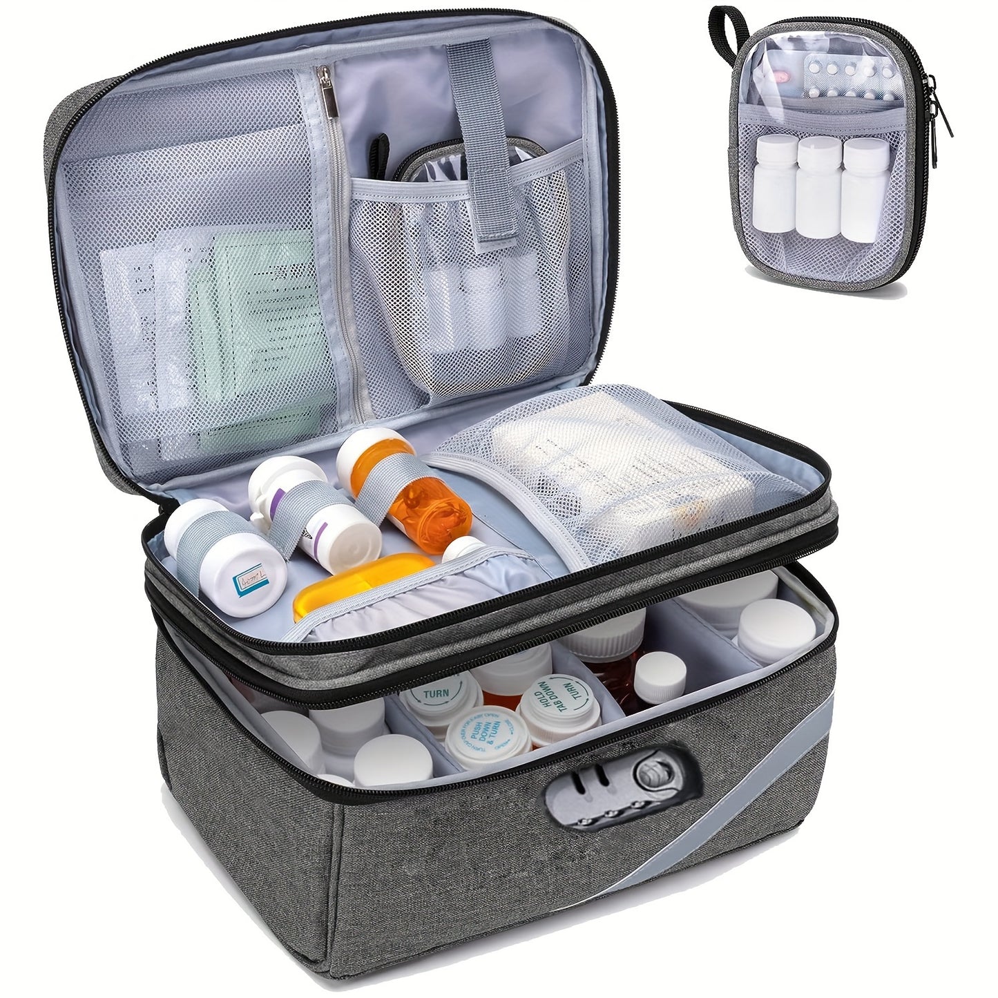 Durable & Compact Polyester Medicine Storage Bag Organizer, Portable - Empty Pill Bottle Pouch for Home, Office, School, Outdoor Travel