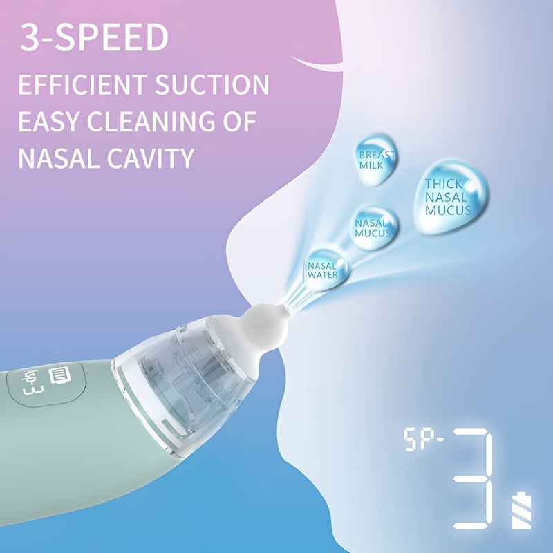 Nasal Aspirator for Baby, Baby Nose Sucker Pro with 3 Soft Silicone Tips, Adjustable Suction, Electric Nose Suction for Baby, Built-in Music & Light Soothing