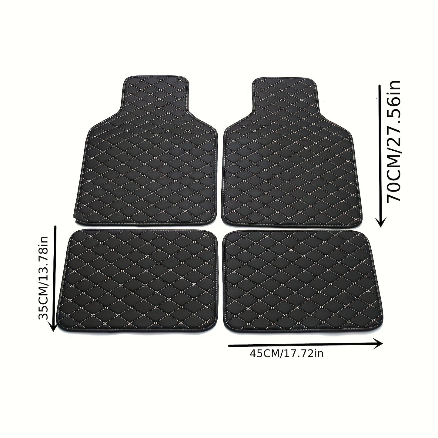 4pcs Universal Waterproof Car Floor Mats - Front & Rear - PU Leather Car Carpet Accessories - Interior Upgrade Car Accessories