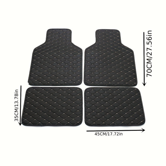 4pcs Universal Waterproof Car Floor Mats - Front & Rear - PU Leather Car Carpet Accessories - Interior Upgrade Car Accessories