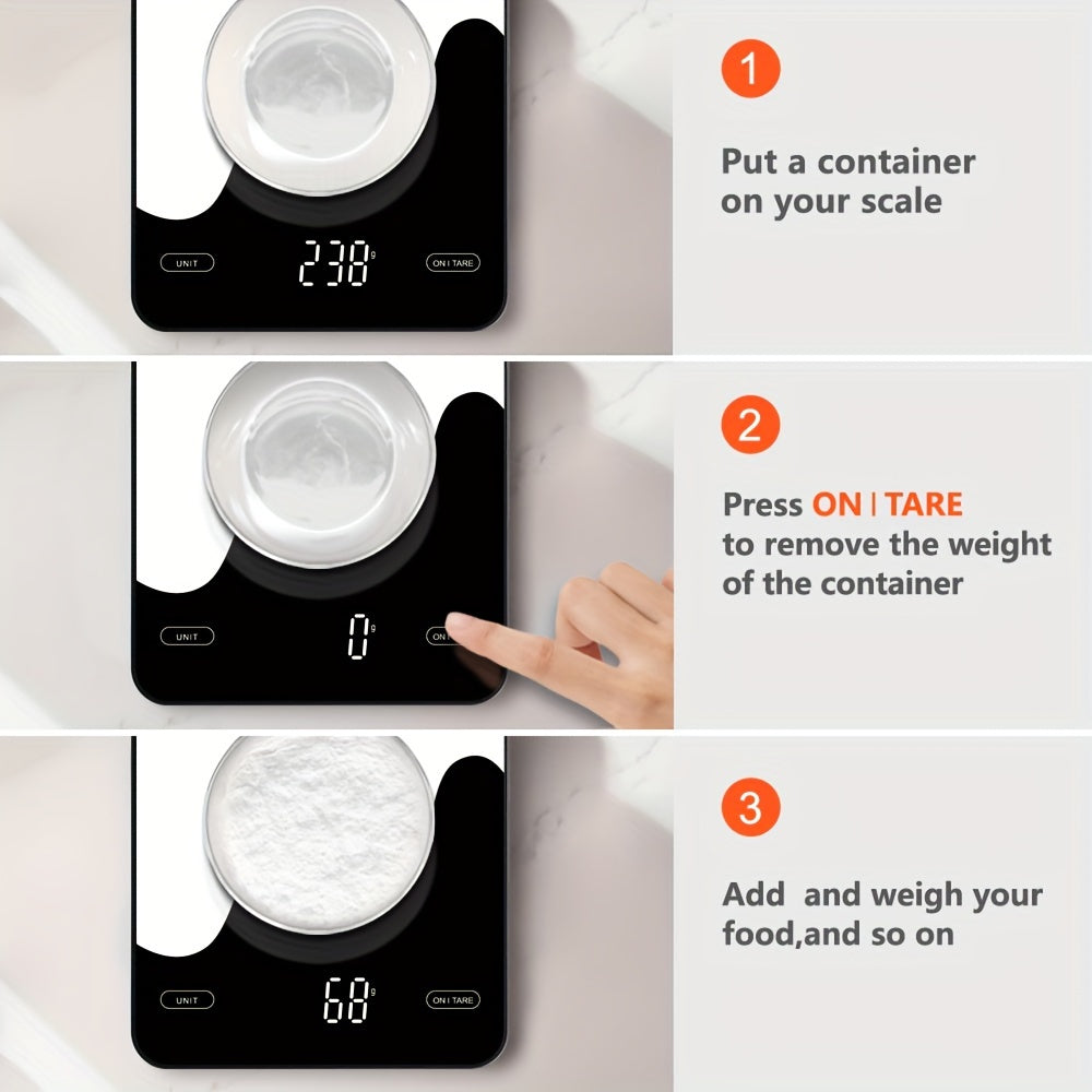 1pc Smart Digital Food Scale with Nutritional Calculator - USB Rechargeable, Grams & Ounces, Ideal for Weight Loss, Keto, Macro, Calorie Tracking, Baking & Meal Prep, 0.1oz/22lb, Diet Management Tool | Modern Kitchen Scale |