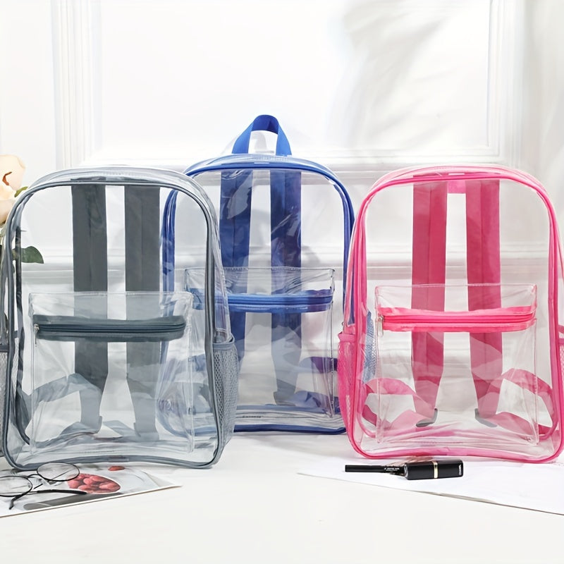 PVC Transparent Large Capacity Backpack, Clear Durable Lightweight School Backpack, Fashion Fancy Commuter Bag