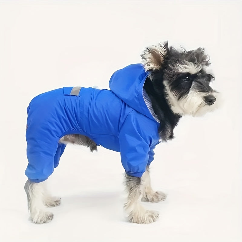 Dog Raincoat, Puppy Pet Clothes, Dog Rain Jumpsuit, Hooded Reflective Warning Costume For Dogs