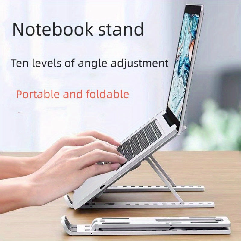 Ten Levels Adjustable Laptop Stand Single Fork Folding Lift Cooling Base Desktop Tablet Portable Bracket Compatible With All Notebook ABS Material