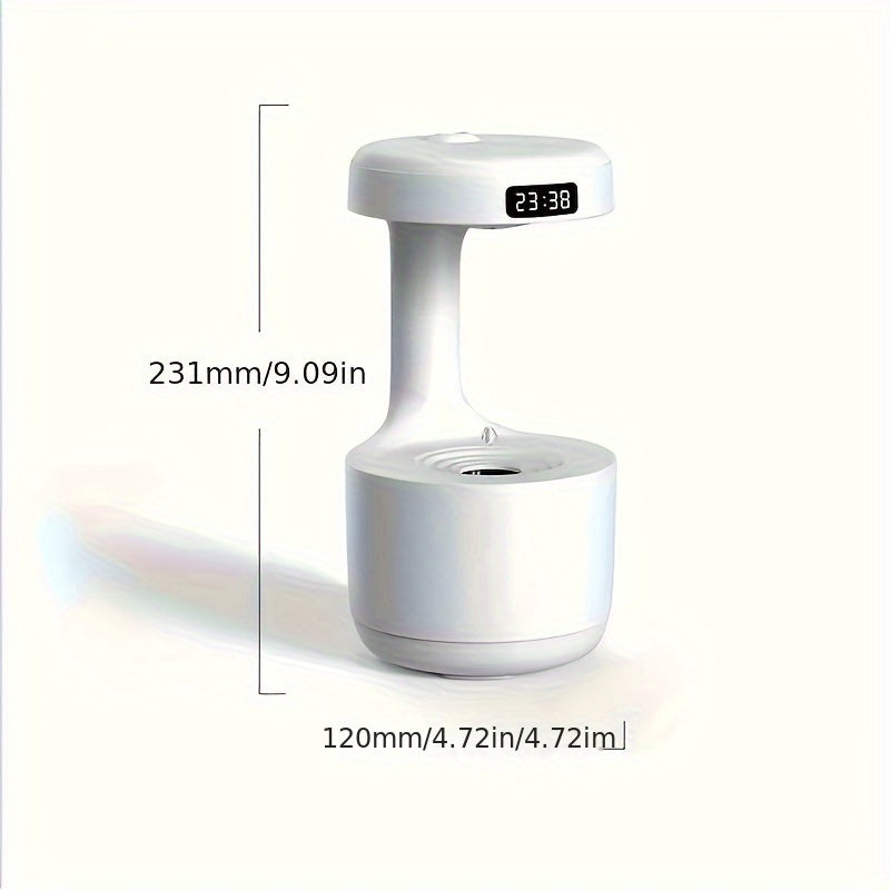 Anti Gravity Humidifier with LED Clock Display, Ultrasonic Water Drip Humidifier, Cool Mist Aromatherapy Diffuser, Floating Water Droplet Humidifier, Rain Cloud Diffuser, Levitating Water Drop