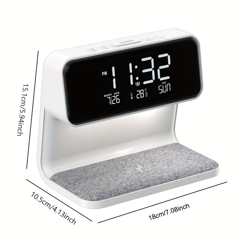 1pc Bedside Lamp Table Lamp With Charging Function Touch Dimmable Light Alarm Clock With Wireless Charger 10 W Night Light With 3 Levels Brightness For Bedroom Living Room Office