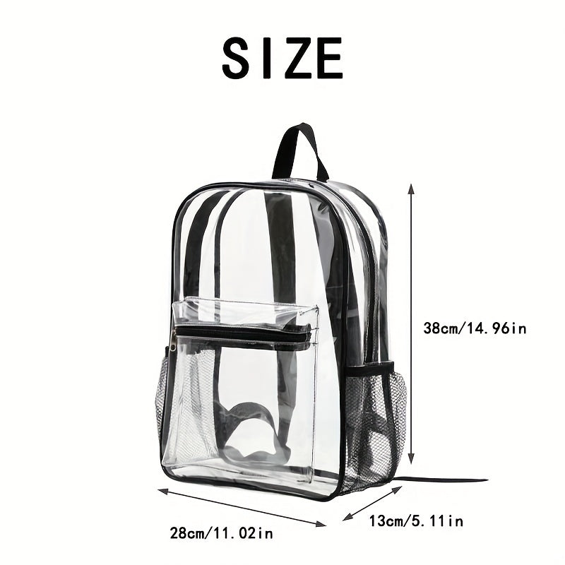 PVC Transparent Large Capacity Backpack, Clear Durable Lightweight School Backpack, Fashion Fancy Commuter Bag