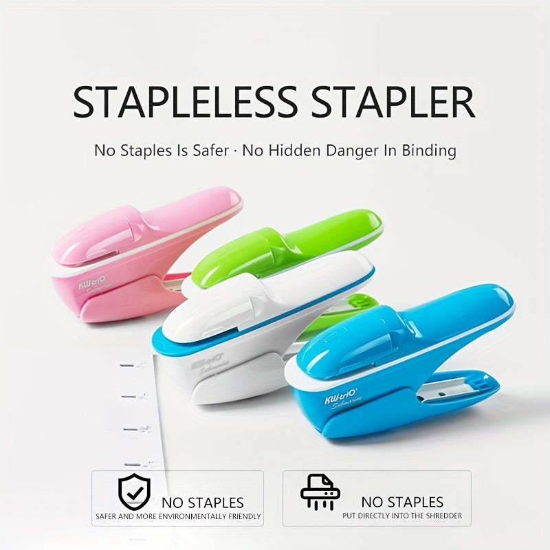 7-Sheet Capacity Handheld Manual Stapleless Stapler - Portable, Safe, and Easy Paper Binding Solution for Business, School, and Home Use - Compact, Lightweight, and Ergonomic Design