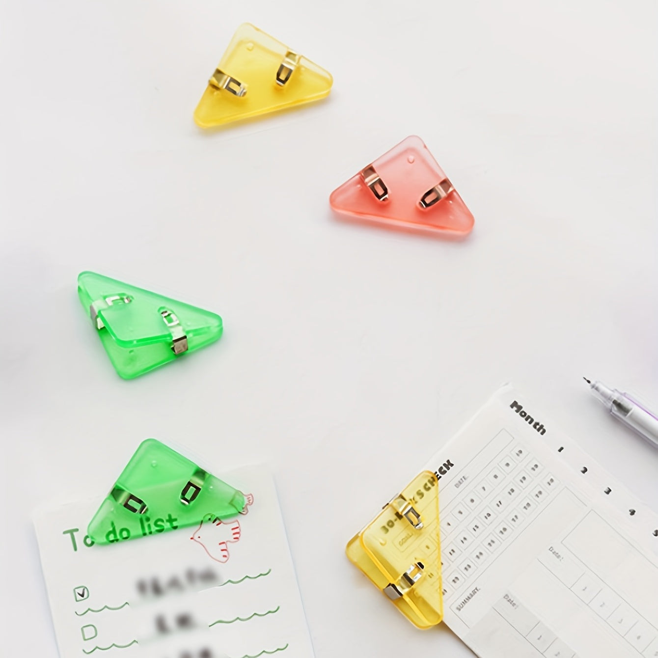 Metal Triangle File Edge Clip - 10PCS Multiple Colour - Firm Office School Supplies
