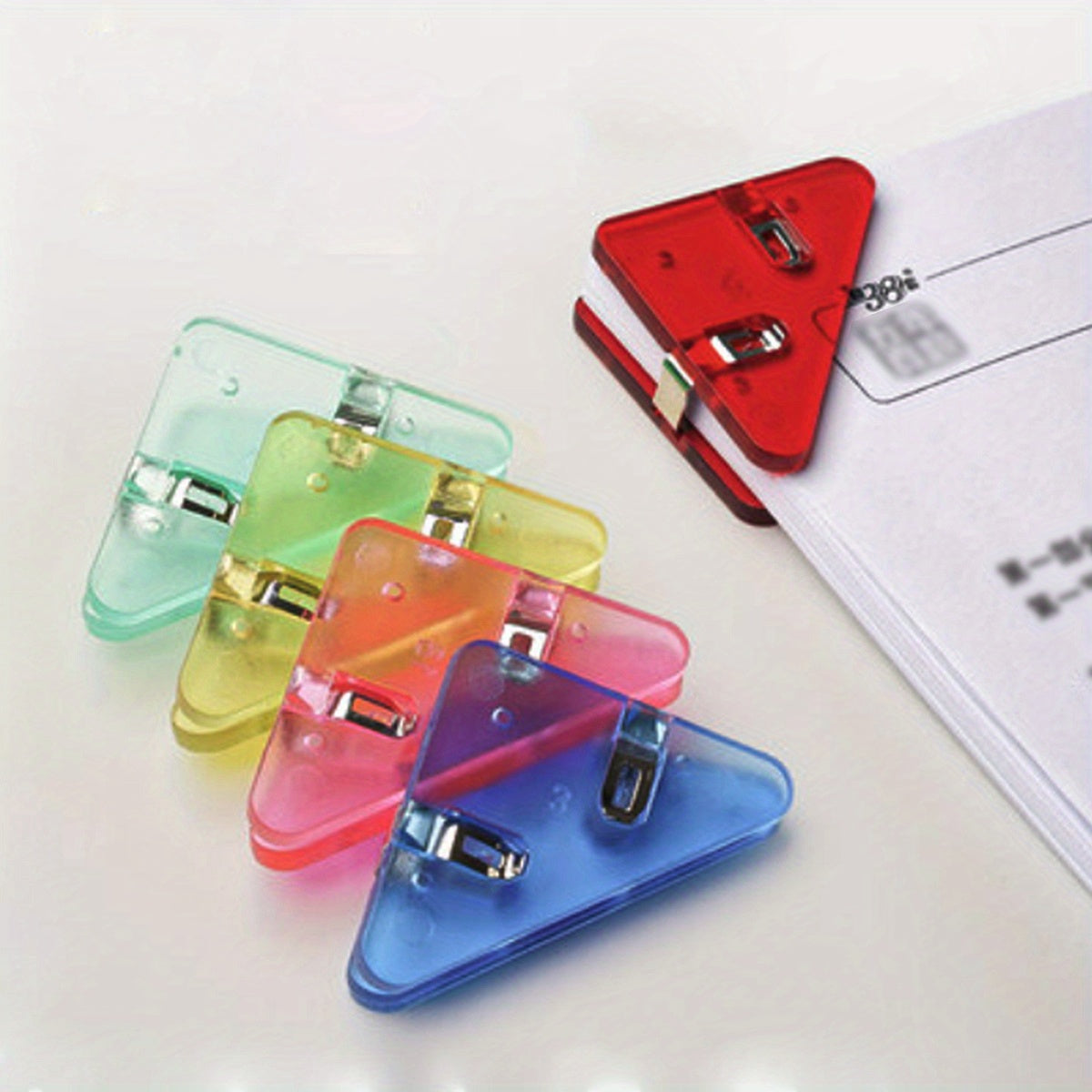 Metal Triangle File Edge Clip - 10PCS Multiple Colour - Firm Office School Supplies