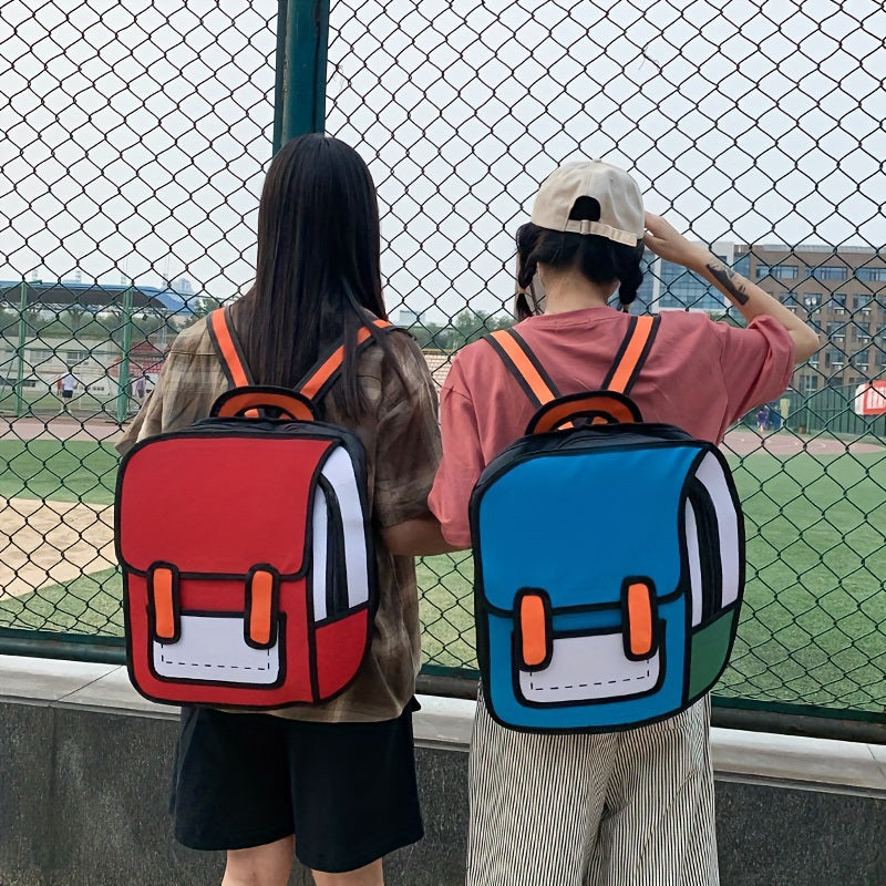 Creative Anime Flap Backpack, Cute Cartoon School Bag, Kawaii Travel Bookbag For Teenagers