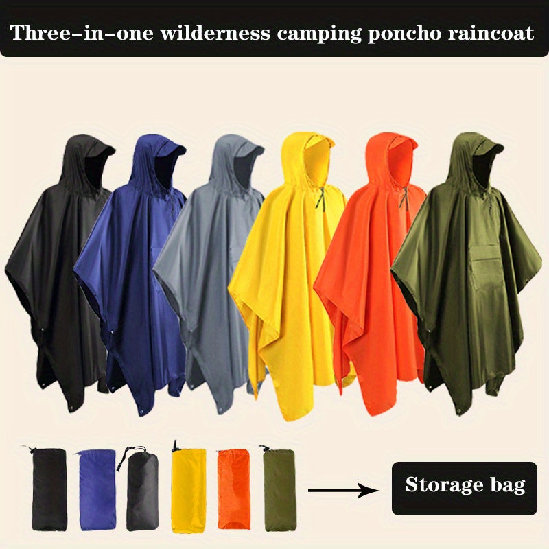 3-in-1 Solid Color Outdoor Labor Protection One-piece Cycling Rain Jacket Rain Poncho