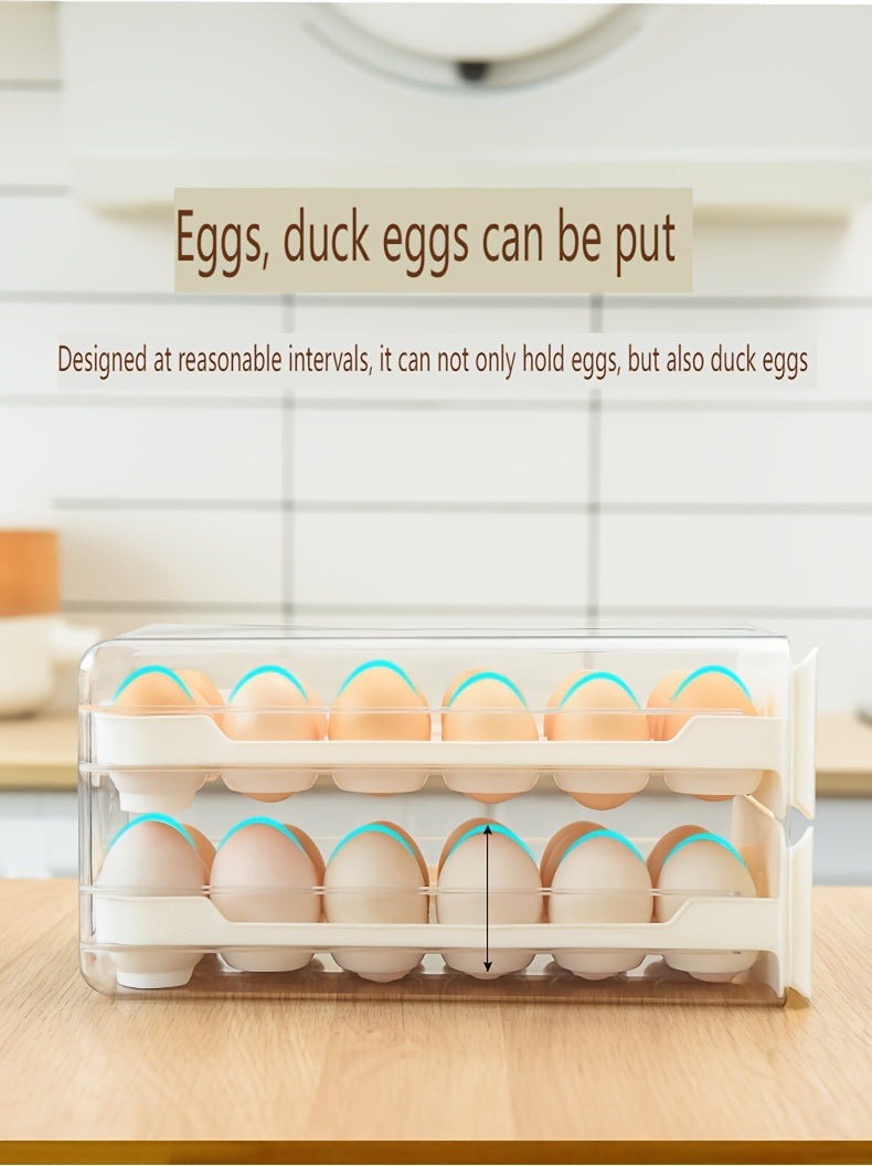 Transparent 1pc 18/36 Slot Drawers Egg Holder - Stackable Plastic Organizer with Cute Cat Design, Ideal for Kitchen Storage, Kitchen Storage Solution|Playful Design|Stackable Organizer, Egg Holder Organizer, Kitchen Drawer Or