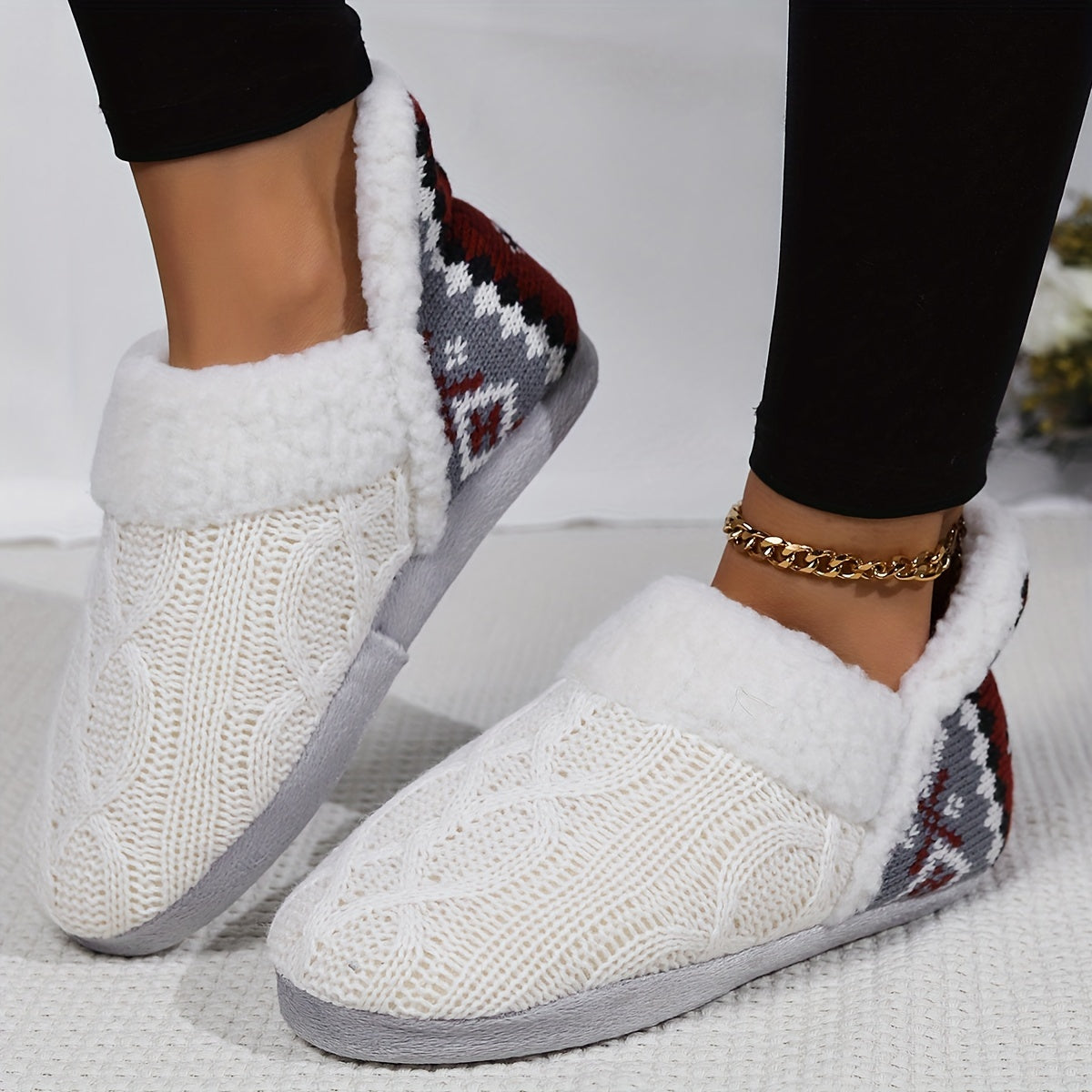 Cozy Thermal Ankle Boots - Soft Plush Lined, Slip-On, Flat Heel, Round Toe, Water-Resistant TPR Sole, Fabric Upper, Casual Rain Shoes for Winter - pinpochyaw Brand