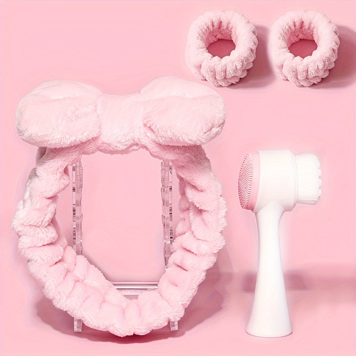 4pcs/set Face Skin Care & Beauty Tool Face Cleaning Brush Spa Headband Face Wash Wristband For Women Makeup Prevent Liquids From Spilling