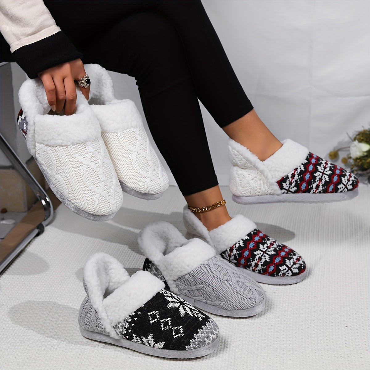 Cozy Thermal Ankle Boots - Soft Plush Lined, Slip-On, Flat Heel, Round Toe, Water-Resistant TPR Sole, Fabric Upper, Casual Rain Shoes for Winter - pinpochyaw Brand