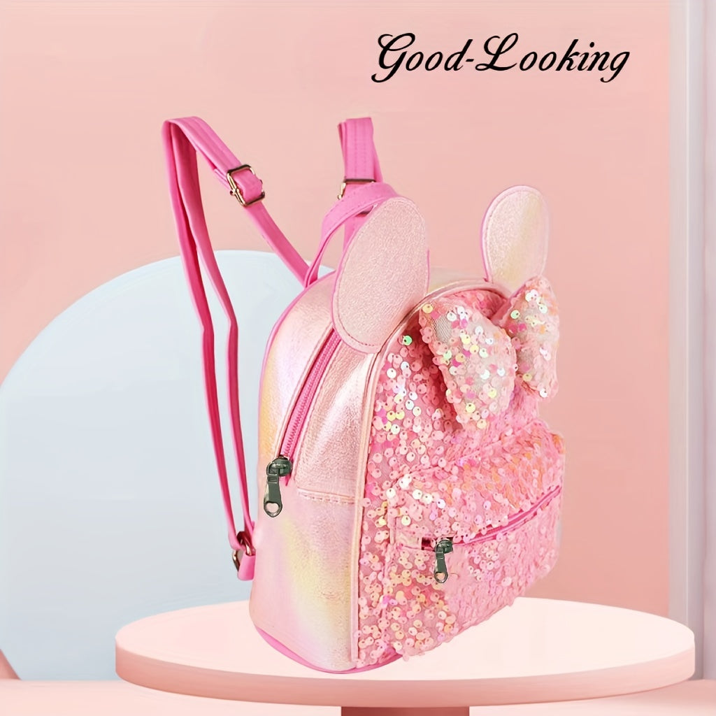 1pc Colorful Sequin Bow Backpack - Attractive Cute Backpack for Gift, Ideal Choice for School, Travel, and Daily Use