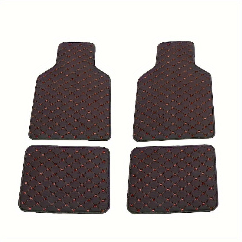 4pcs Universal Waterproof Car Floor Mats - Front & Rear - PU Leather Car Carpet Accessories - Interior Upgrade Car Accessories
