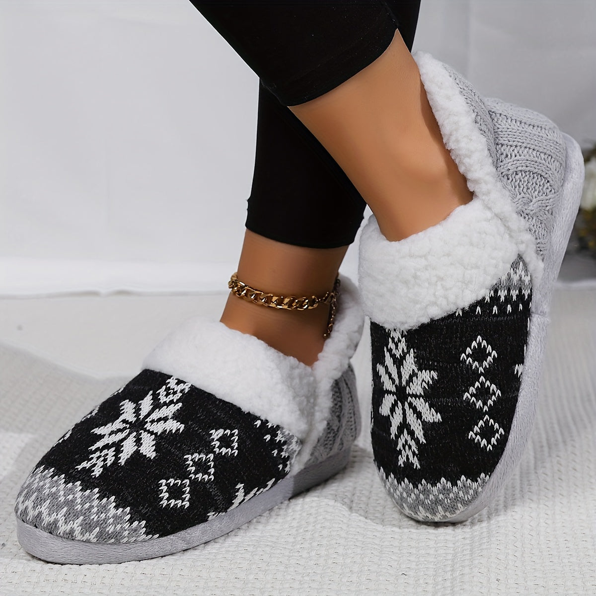 Cozy Thermal Ankle Boots - Soft Plush Lined, Slip-On, Flat Heel, Round Toe, Water-Resistant TPR Sole, Fabric Upper, Casual Rain Shoes for Winter - pinpochyaw Brand