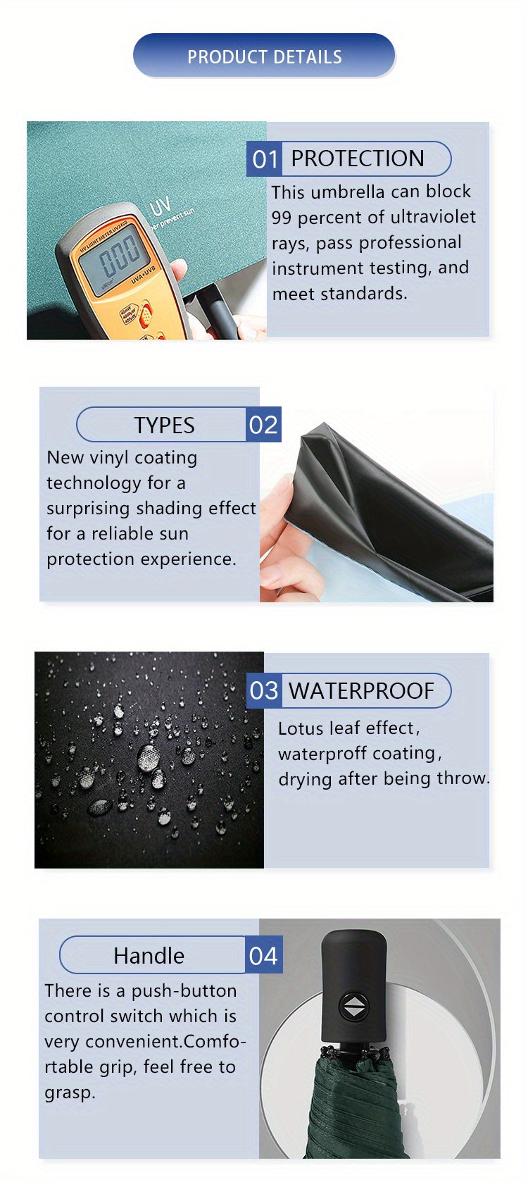 Automatic Folding Umbrella, Shine Or Rain Dual-use Umbrella, UV Protection Sunshade Umbrella