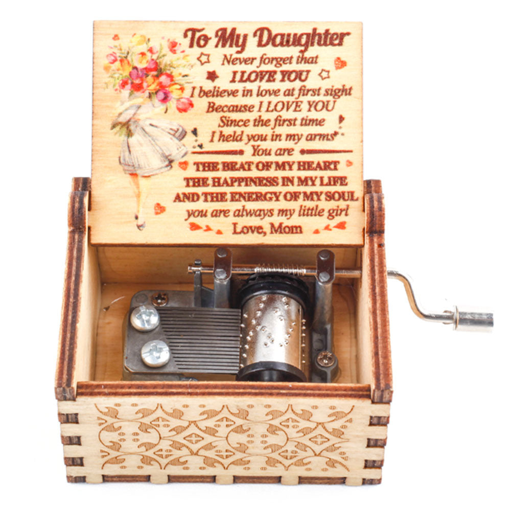 1PC Engraved Wooden Musical Box - Personalized Mom to Daughter Gift - Colorful, Laser-Crafted Art with You Are My Sunshine Tune - Perfect for Birthday, Mothers Day, Thanksgiving