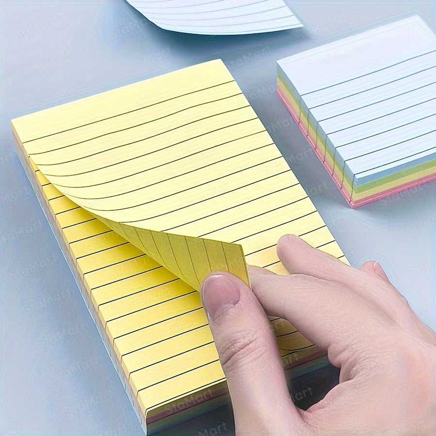 100sheets 4 colors 100-Sheet Line Sticky Notes, 4 Colors, Portable Memo Pads for Students, Office, Home, School - Large & Small, 2 Styles