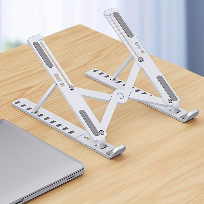Ten Levels Adjustable Laptop Stand Single Fork Folding Lift Cooling Base Desktop Tablet Portable Bracket Compatible With All Notebook ABS Material