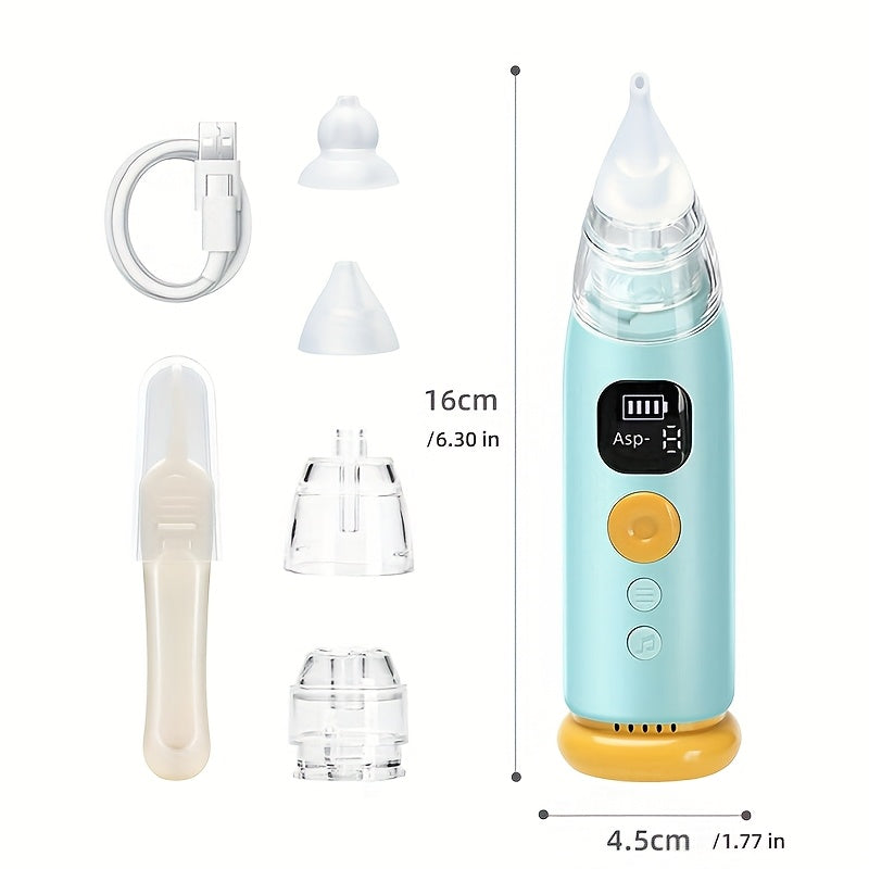 Nasal Aspirator for Baby, Baby Nose Sucker Pro with 3 Soft Silicone Tips, Adjustable Suction, Electric Nose Suction for Baby, Built-in Music & Light Soothing
