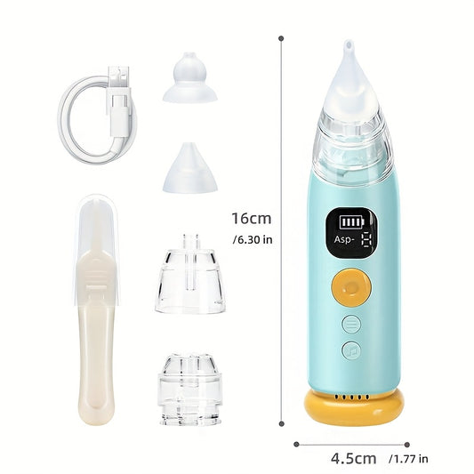 Nasal Aspirator for Baby, Baby Nose Sucker Pro with 3 Soft Silicone Tips, Adjustable Suction, Electric Nose Suction for Baby, Built-in Music & Light Soothing