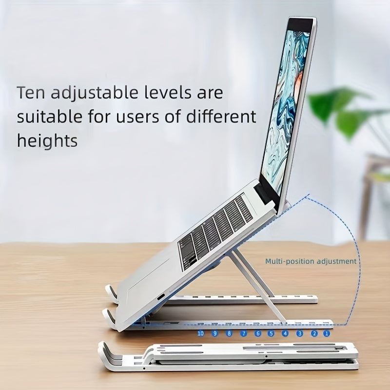 Ten Levels Adjustable Laptop Stand Single Fork Folding Lift Cooling Base Desktop Tablet Portable Bracket Compatible With All Notebook ABS Material