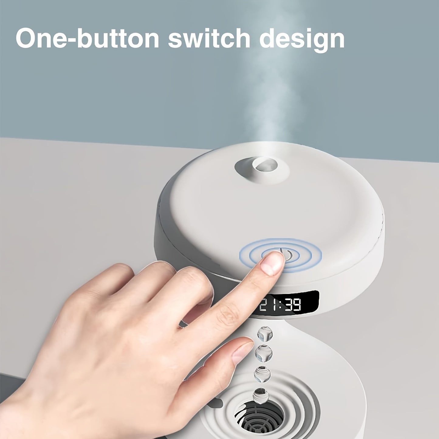 Anti Gravity Humidifier with LED Clock Display, Ultrasonic Water Drip Humidifier, Cool Mist Aromatherapy Diffuser, Floating Water Droplet Humidifier, Rain Cloud Diffuser, Levitating Water Drop