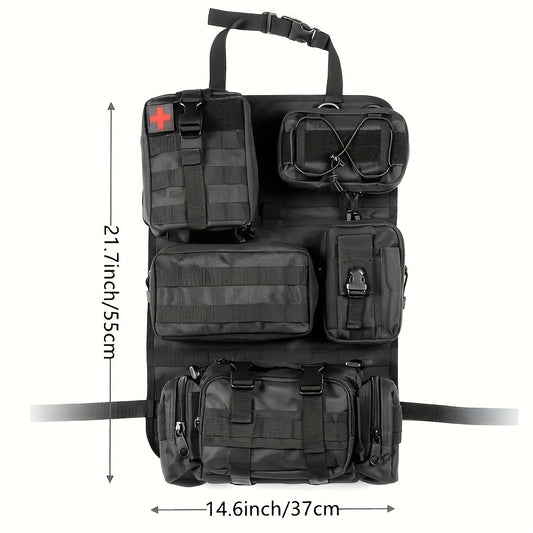 Universal Tactical Seat Back Organizer, Car Seat Back Bag, Vehicle Panel Protector Organizer with 5 Different Size Detachable Molle Pouch, Fits for Jeep, Truck, SUV, Etc Accessories Car Accessories for Women Car Accessories I
