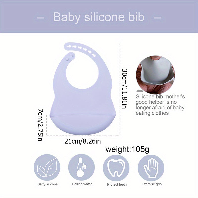 1pc Adjustable Silicone Bib for Babies - Soft, Easy to Clean, and Perfect for Mealtime - Great Gift for Holidays
