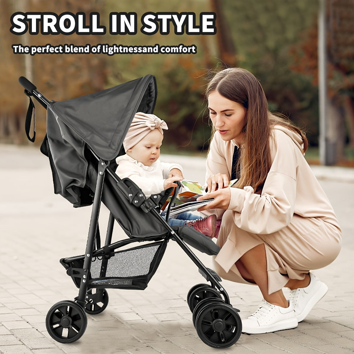 2-In-1 Stroller - Baby Products, Lightweight Folding Stroller for Easy Traveling, with Extra Large Sun Canopy, Extra Large Storage Space, Ergonomic Handlebar | Newborn Essentials, Specialized Stroller, Great for Outdoor Trave